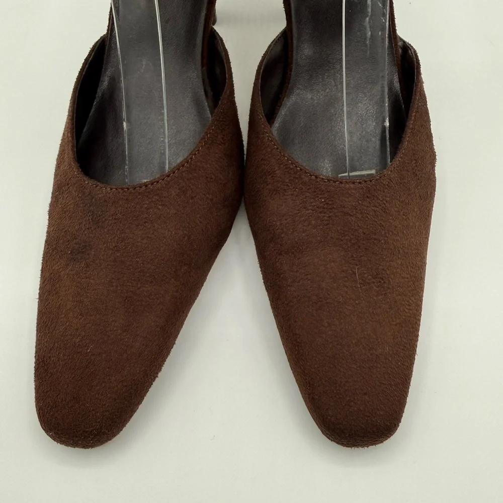 Pierre Dumas Carmela Women's Brown Micro Suede Slingback Stiletto Heels Sz 10 - Picture 16 of 16